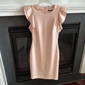 Elegant Pink Ruffle Sleeve Dress